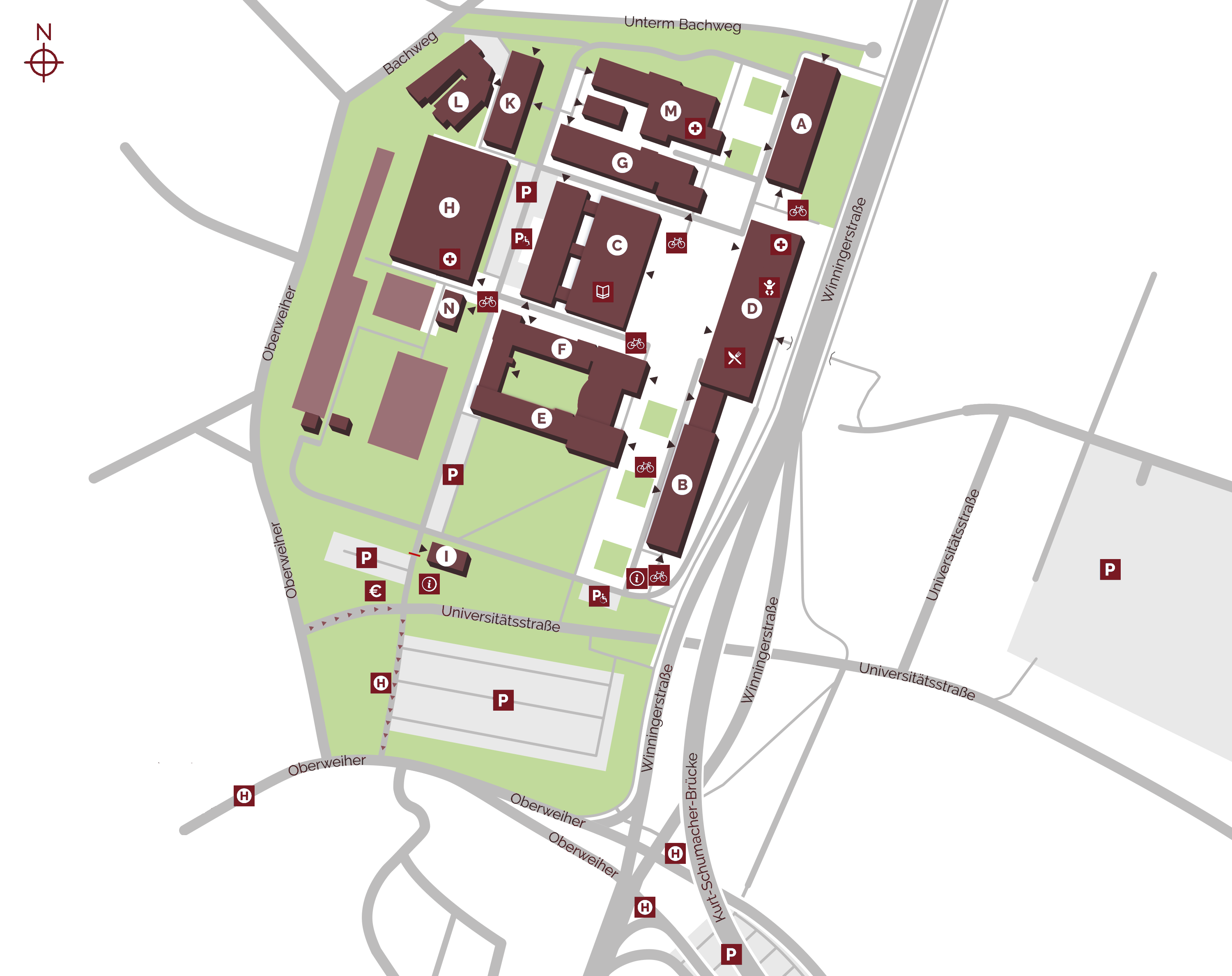 [Campus map for Koblenz University, Germany]